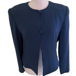 Carolina Herrera Deep Blue Silk Vintage Cocktail Jacket 8